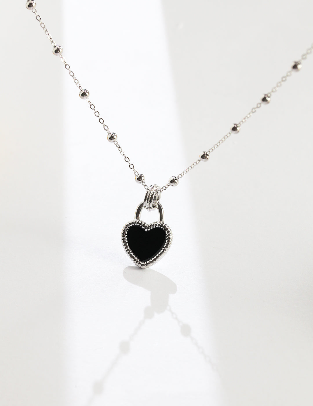 Heart Element Design Sterling Silver Love Drop Glaze Necklace (Adjustable Length)