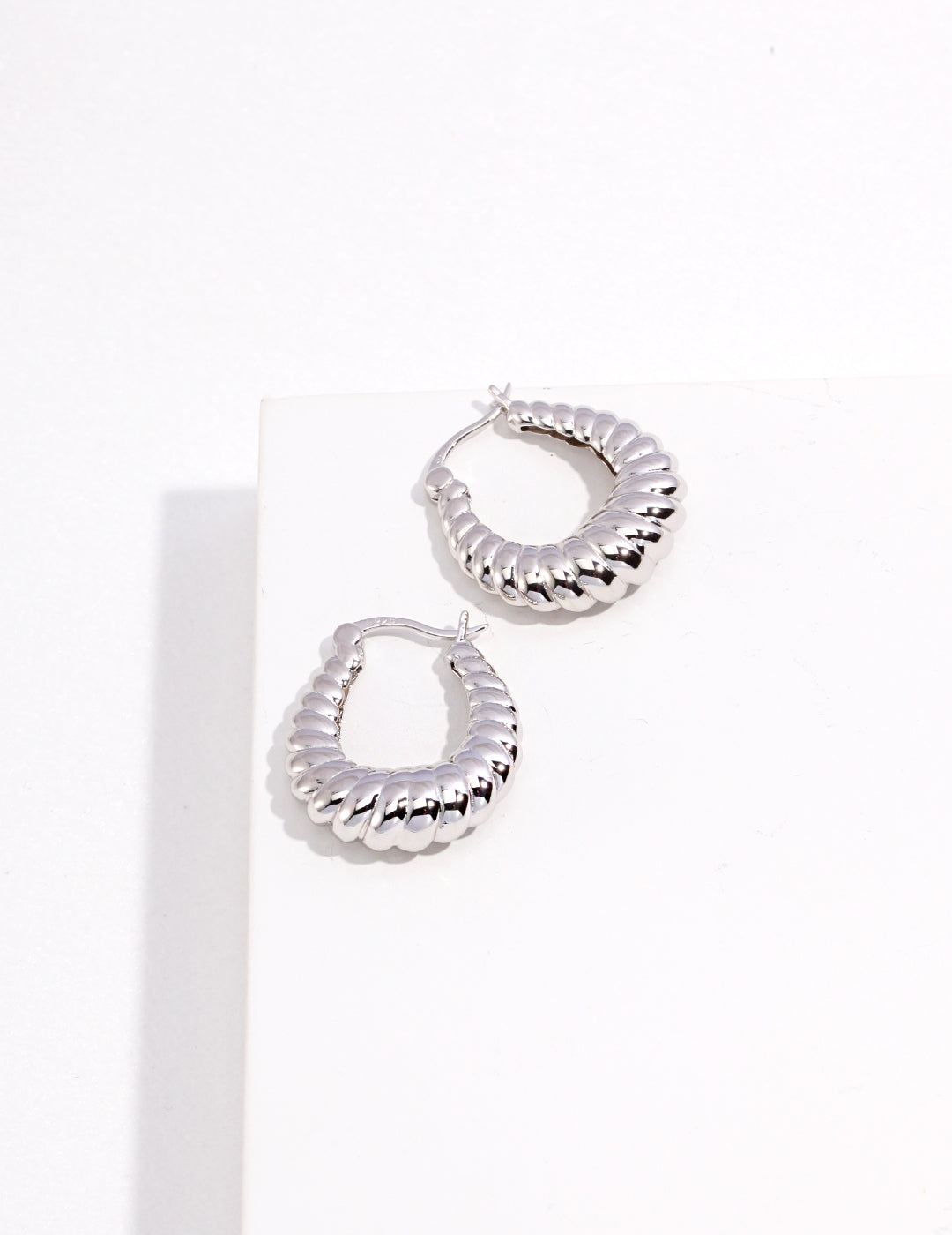 Simple croissant sterling silver earrings