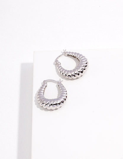 Simple croissant sterling silver earrings